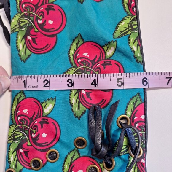 Betseyville Betsey Johnson Cherry HandBag Purse Chain & Leather Strap Turquoise - Picture 4 of 9